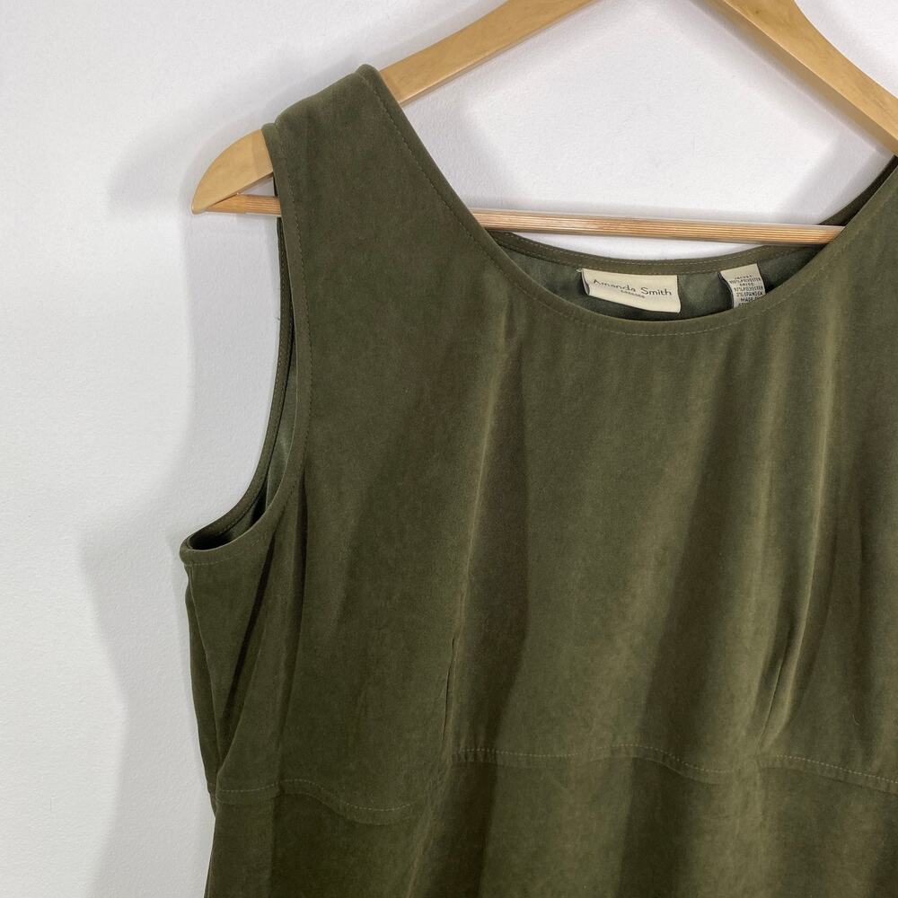 Amanda Smith Womens‎ Y2K Green Faux Suede Sleeveless Maxi Dress Size 14 Earthy - Picture 4 of 7